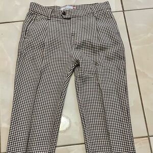 Stylish Black and White Houndstooth Cropped Pants